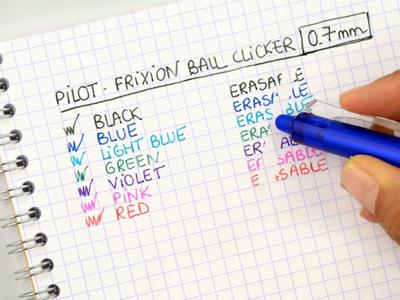 Pilot FriXion Ball Clicker roller, intrekbaar, medium punt, 0,7 mm, zwart-blauw