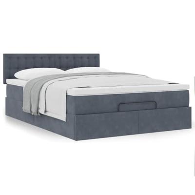 Ottoman bed met matras 140x200cm fluweel donkergrijs