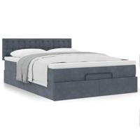 Ottoman bed met matras 140x200cm fluweel donkergrijs - thumbnail