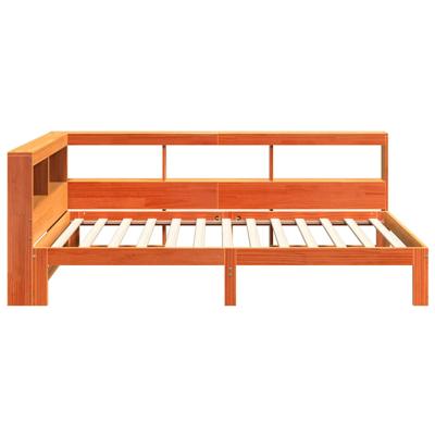Bed met boekenkast zonder matras grenenhout wasbruin 140x200 cm