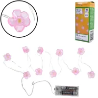 Lichtketting bloemen roze LED op batterij 120 cm | 25 stuks - thumbnail