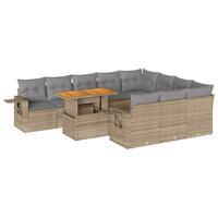 11-delige Tuinset met kussens poly rattan beige - thumbnail