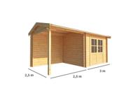 Blokhut, tuinhuisje met overkapping Fenna-Nadia 550 cm bij 250 cm diep zadeldak 7 Warentuin Collection - Warentuin collection - thumbnail