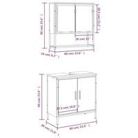 2-delige Badkamermeubelset bewerkt hout zwart - thumbnail
