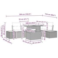 6-delige tuinsofa set met kussens in beige poly rattan - thumbnail