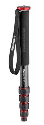 Manfrotto Element MII MMELMIIA5RD, Monopiede Alluminio 5 Sezioni Leggero da Viaggio, Rosso, Fascia da Polso, Impugnatura di Gomma, Twist Lock, Carico 16 kg, per Fotocamere Compatte, Mirrorless, Reflex