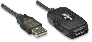 Manhattan USB-kabel USB 2.0 USB-A stekker, USB-A bus 10.00 m Zwart 150248 Manhattan USB-kabel USB 2.0 USB-A stekker, USB-A bus 10.00 m Zwart 150248
