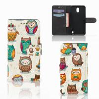 Nokia 2 | Telefoonhoesje | Met pasjeshouder | Vrolijke Uilen - thumbnail
