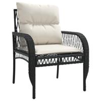 4-delige Loungeset met kussens poly rattan zwart - thumbnail