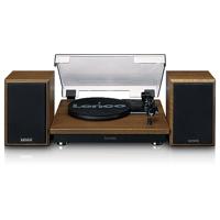 Platenspeler met Bluetooth-ontvangst en twee houten speakers - thumbnail