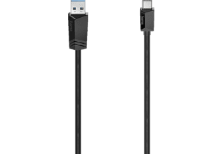 Hama USB-C-kabel, USB-A-stekker - USB-C-stekker, USB 3.2 Gen2, 10 Gbit/s, 1,00 m Kabel Zwart