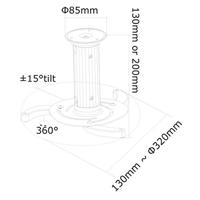 Neomounts BEAMER-C80WHITE Beamer-plafondbeugel In hoogte verstelbaar, Kantelbaar, Draaibaar Afstand vloer-plafond (max.): 15 cm Wit - thumbnail