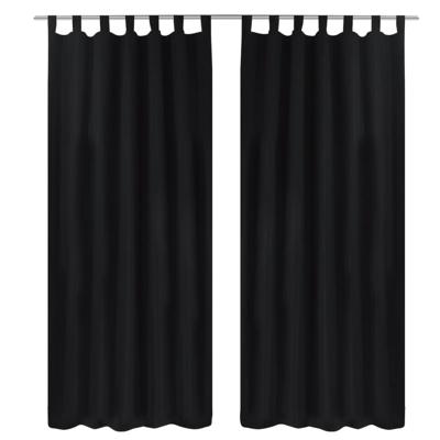 VidaXL Micro-satijnen gordijnen met ringen 140 x 175 cm 2 stuks (zwart) VidaXL Micro-satijnen gordijnen met ringen 140 x 175 cm 2 stuks (zwart)