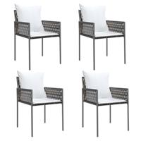 Tuinstoelen 4 st met kussens 54x61x83 cm poly rattan bruin - thumbnail