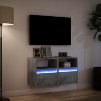 Tv-wandmeubels met LED-verlichting 2 st 41x31x45 cm betongrijs - thumbnail