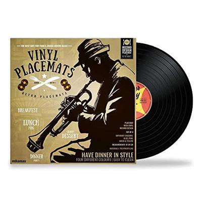 Vinyl Placemats Set van 4 - Retro LP Design - Ø 37 cm - Kleurrijk