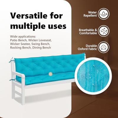 VidaXL Tuinbankkussens 2 st 200x50x7 cm stof turquoise VidaXL Tuinbankkussens 2 st 200x50x7 cm stof turquoise