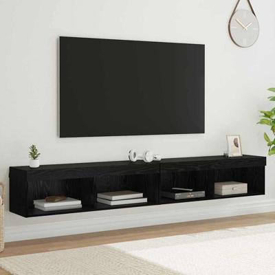 TV Wandkasten Panama 2 pcs Zwart Eiken 100 x 30 x 30 cm TV Wandkasten Panama 2 pcs Zwart Eiken 100 x 30 x 30 cm