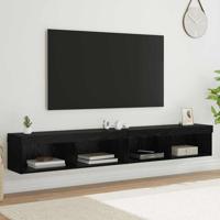 TV Wandkasten Panama 2 pcs Zwart Eiken 100 x 30 x 30 cm - thumbnail