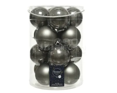 Kerstballen Glas Ø8cm Warm Grijs 16st Kerstballen Glas Ø8cm Warm Grijs 16st