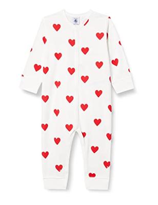 Biologisch katoenen baby pyjama PETIT BATEAU wit hartjesprint