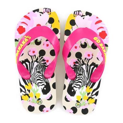Go Banana's Zebra teenslippers roze/wit