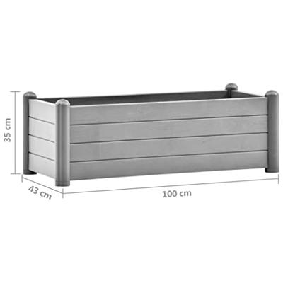 Plantenbak verhoogd 100x43x35 cm PP steengrijs - thumbnail