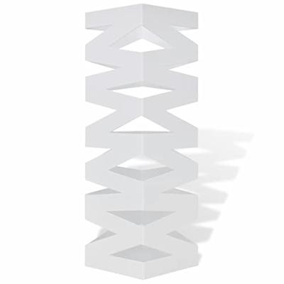 VidaXL Paraplu- en wandelstokhouder strepen wit vierkant staal 48,5 cm - thumbnail