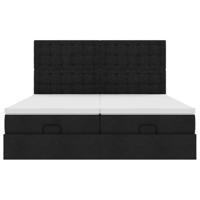 Ottoman bed met matrassen en LED's 180x200cm stof zwart - thumbnail