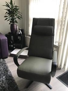 Leren relaxfauteuil met stalen frame - met extra nekkussen - groen leer - Echt leer, Industrieel, ontdek de vele Leersoorten en Kleuren bij ShopX