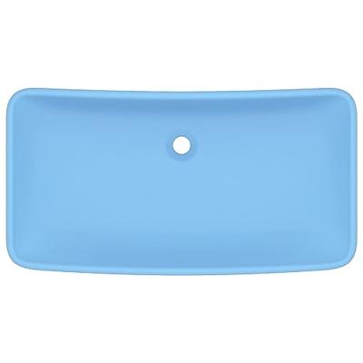 Wastafel rechthoekig 71x38 cm keramiek mat lichtblauw