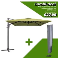 Zweefparasol Monaco flex II 300x300 cm Polyester sage groen - thumbnail
