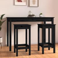 Barstoelen 2 st 40x40x78 cm massief grenenhout zwart - thumbnail