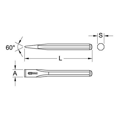 KS Tools Elektriciens beitel, 4-kant, 12 x 300 mm 1620258