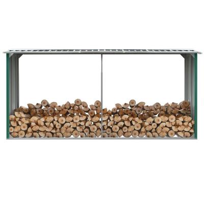 VidaXL Haardhoutschuur 330x92x153 cm gegalvaniseerd staal groen