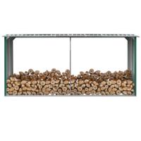 VidaXL Haardhoutschuur 330x92x153 cm gegalvaniseerd staal groen - thumbnail