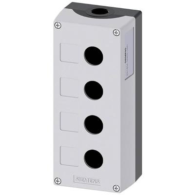 Siemens 3SU1854-0AA00-0AB1 3SU18540AA000AB1 Lege behuizing 4 inbouwplaatsen, Voor bodembevestiging (l x b x h) 199 x 85 x 64 mm Grijs 1 stuk(s)
