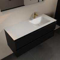 MONDIAZ AIVY 120cm badmeubel Urban, wastafel Talc solid surface rechts 1 kraangat met spiegel (AI-351641TALC-SI - AI-M120URRE - AI-S120X72) - thumbnail