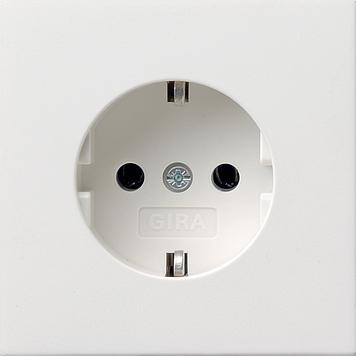 Gira F100 wandcontactdoos met randaarde zuiverwit glanzend