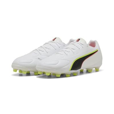 PUMA King 20 Match Gras / Kunstgras Voetbalschoenen (MG) Wit Felrood Neongeel PUMA King 20 Match Gras / Kunstgras Voetbalschoenen (MG) Wit Felrood Neongeel