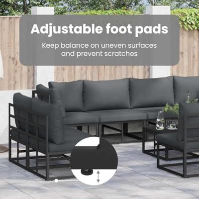 Tuinbankenset met kussen 12 pcs Zwart Aluminium