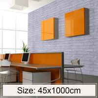 Witte bakstenen creatieve 3D steen baksteen decoratie behang Stickers slaapkamer woonkamer muur waterdicht Wallpaper Roll grootte: 45 * 1000cm - thumbnail