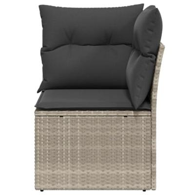 Tuinhoekbank met kussens poly rattan lichtgrijs - thumbnail