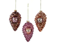 Kersthanger glas dennenappel 7x11.7cm - 1 stuk - thumbnail