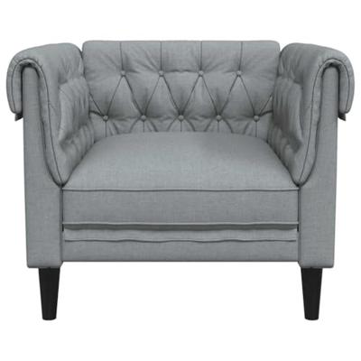 Fauteuil Chesterfield-stijl stof lichtgrijs