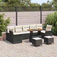 Tuinbankenset met kussen 10 pcs Zwart poly rattan - thumbnail