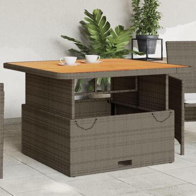Tuintafel 110x110x71 cm poly rattan en acaciahout grijs Tuintafel 110x110x71 cm poly rattan en acaciahout grijs