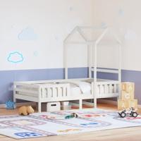 Bedframe met huisje massief grenenhout wit 75x190 cm - thumbnail