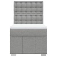 Boxspring met matras stof lichtgrijs 90x200 cm - thumbnail