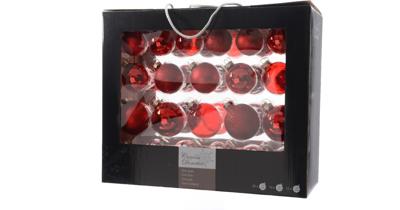 Decoris kerstballen set Glas 42st kerstrood 5-6-7cm